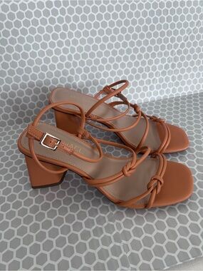 Michael Shannon Terracotta Knot-Strap Square-Toe Sandals Size 8 NWOT